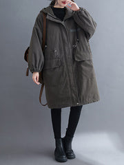 Women Loose Hooded Thick Coat