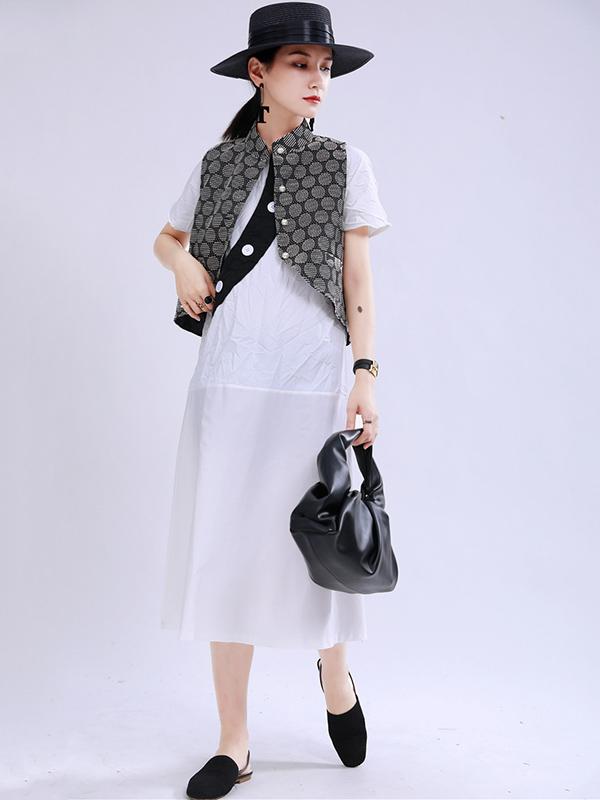 Irregular Split-Joint A Line Button Midi Dress