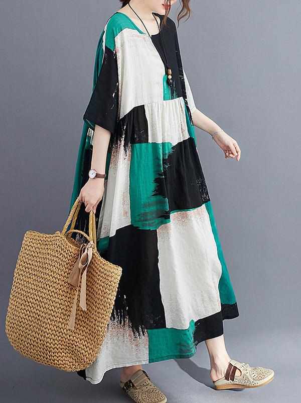 Loose Split-Joint Big-Hem Long Dress