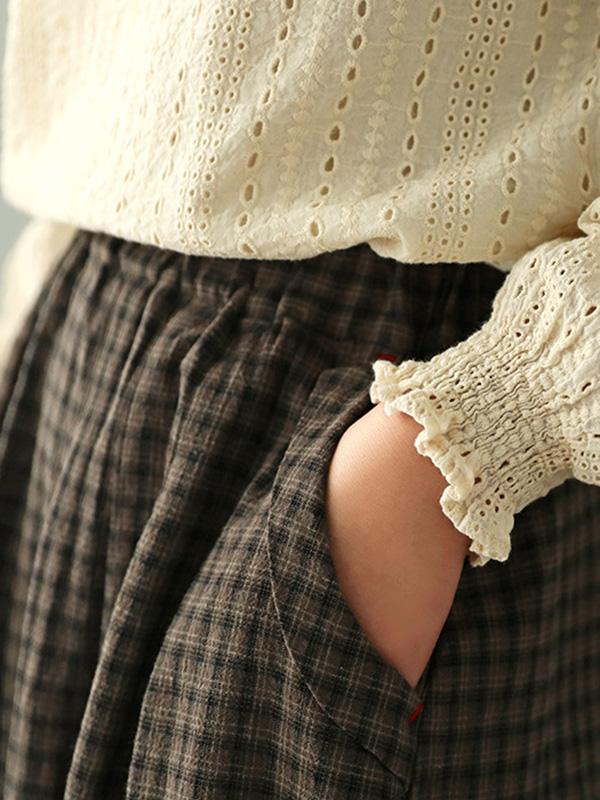 Vintage Loose Plaid A-Line Skirt