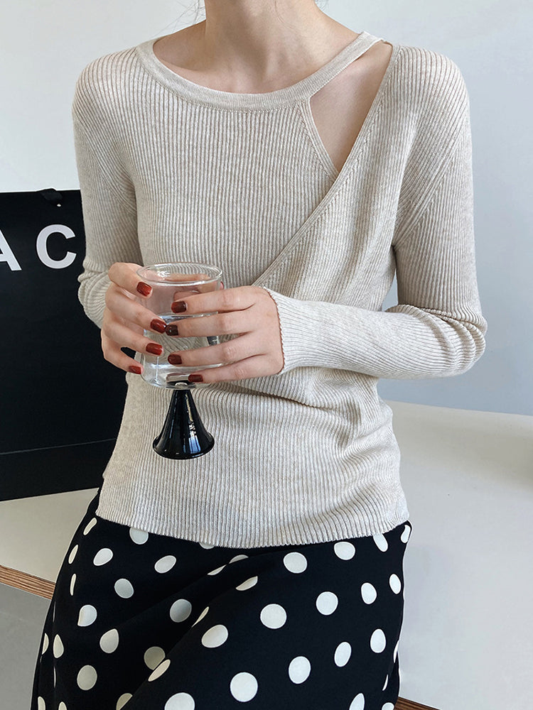 Hollow Strapless Halterneck Chic Knitted Sweatertop