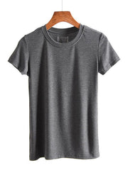 Solid Color Round Neck T-Shirt