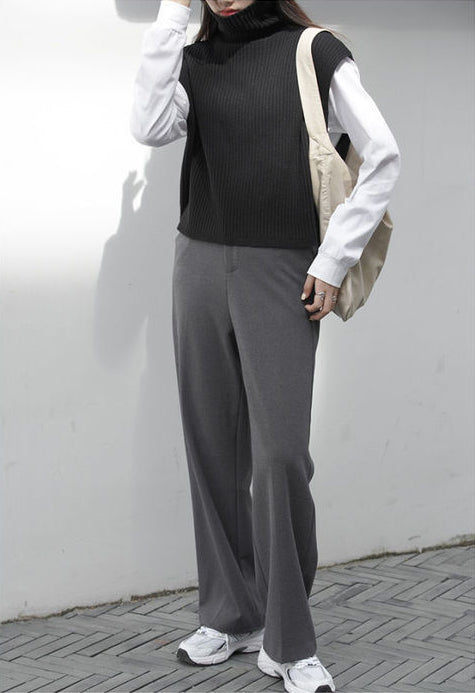 Casual Turtleneck Solid Color Waistcoat