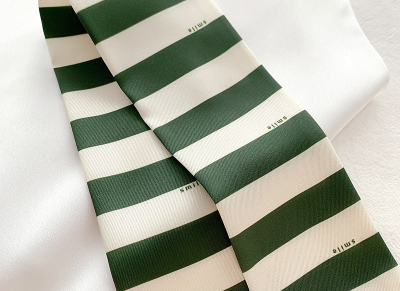 Striped Silk Scarf Decorated Headband Small Scarf