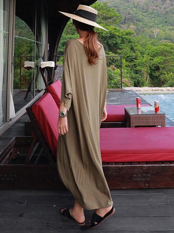 Loose Soft Batwing Sleeve Long Dress