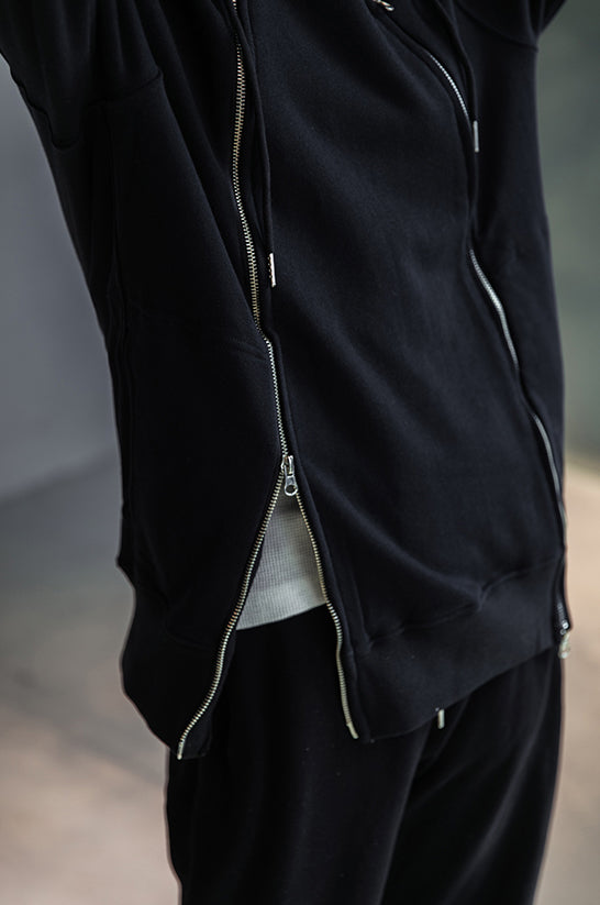Double Zipper Design Casual Hooded Sweatshirt