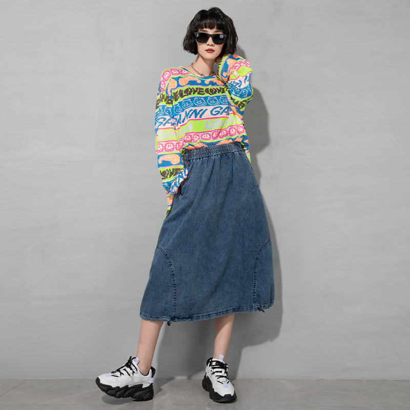 A-line Casual Summer Denim Skirt