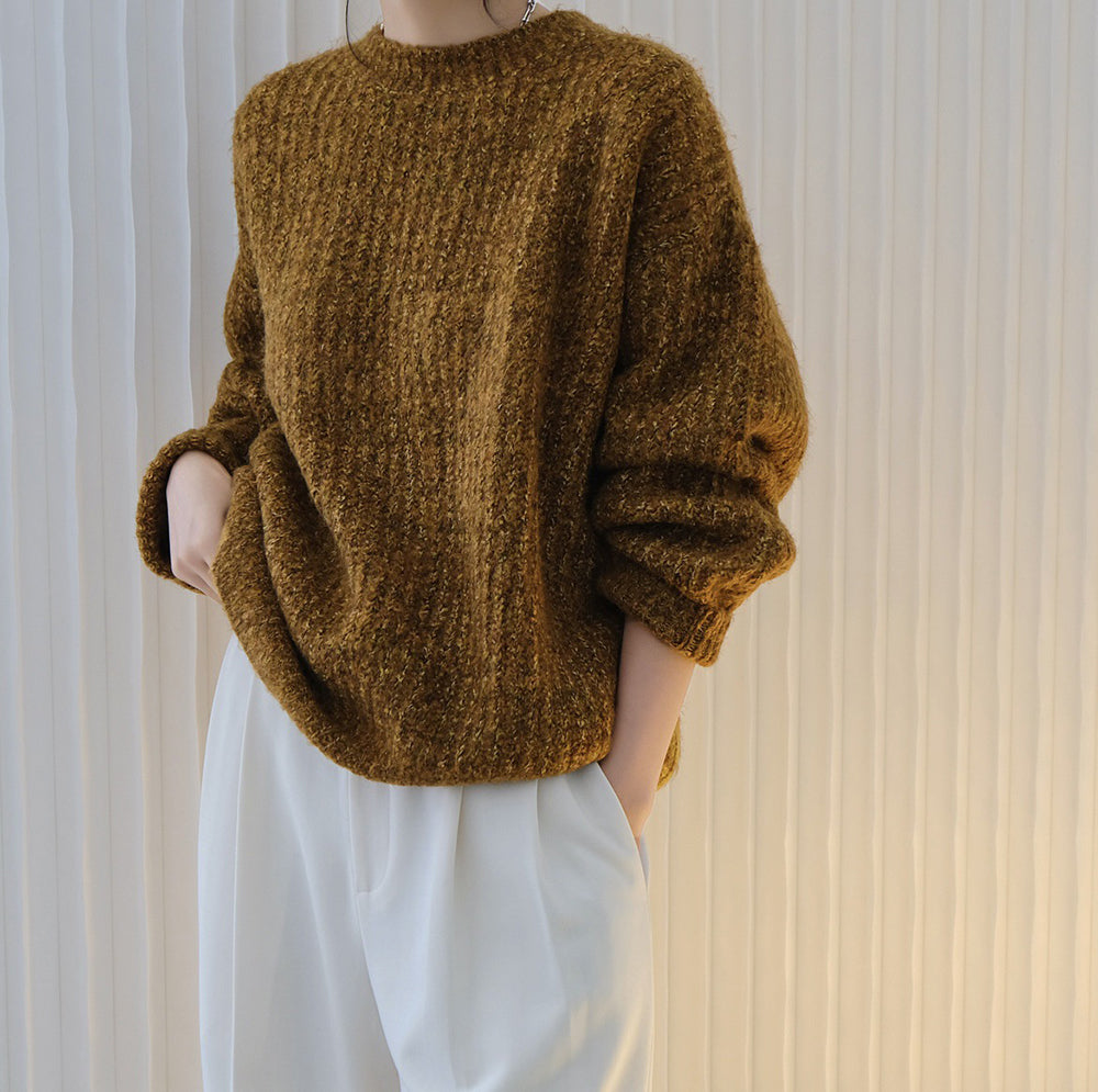 Retro Round Neck Loose Sweater