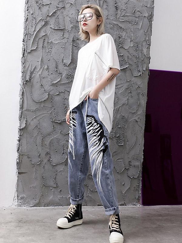 Street Style Printed Harem pants Jean Pants