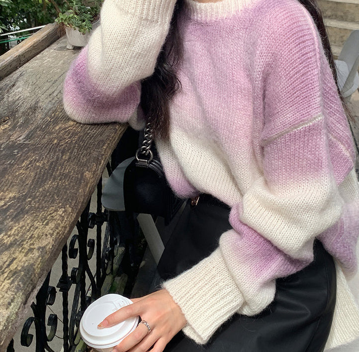 A Casual Crew-Neck Gradient Sweater