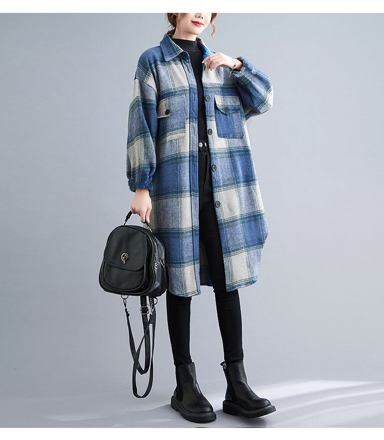 Retro Loose Plaid Lapel Shirt