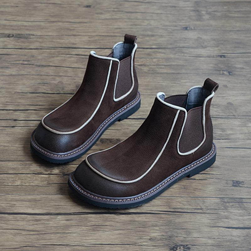 Simple Low-Heeled Round Toe Martin Boots