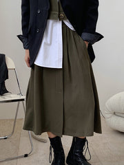 Women Retro Simple High Waist Skirt