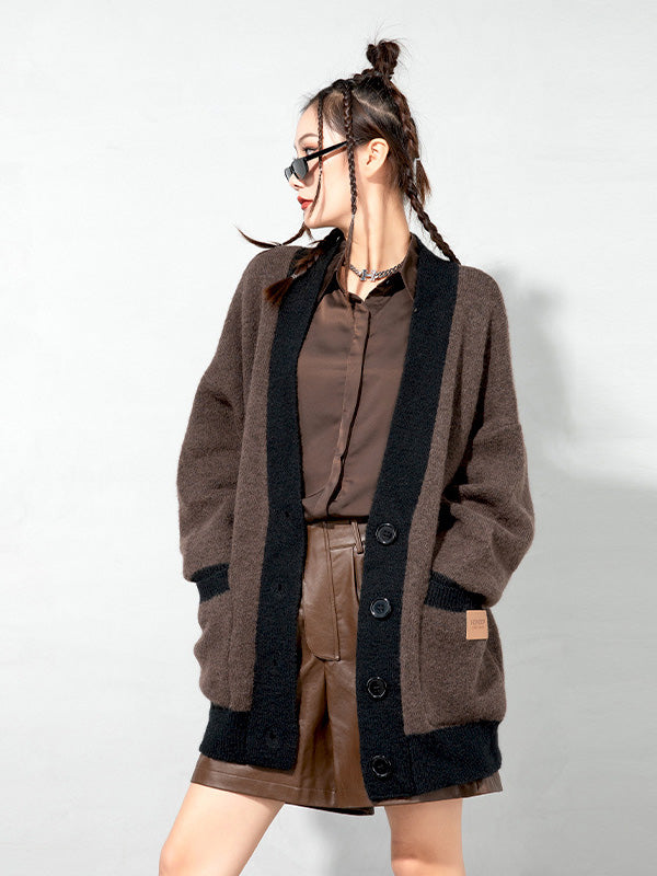 Urban Loose Solid Color Knitted Outwear