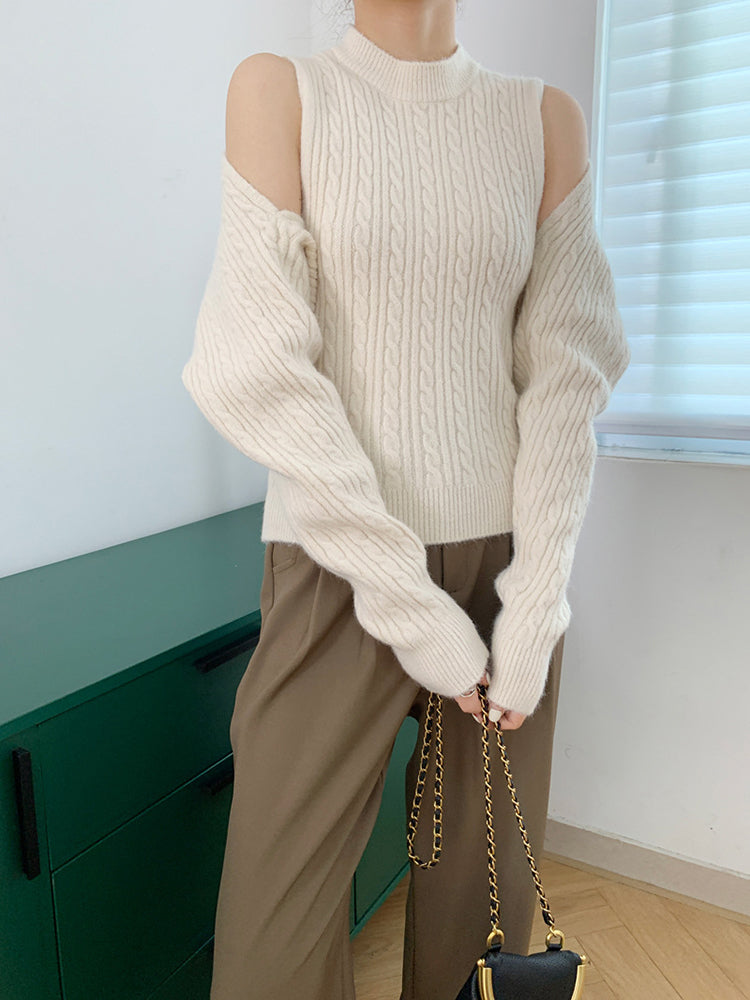 Retro Two-Piece Knitted Round Neck Sleeveless Vest