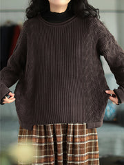 Solid Loose Round-Neck Sweater