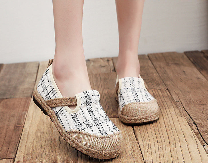 Plaid Retro Ethnic Big Toe Shoes