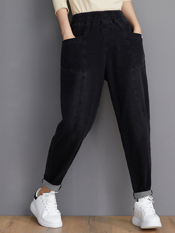 Solid Casual Denim Pants