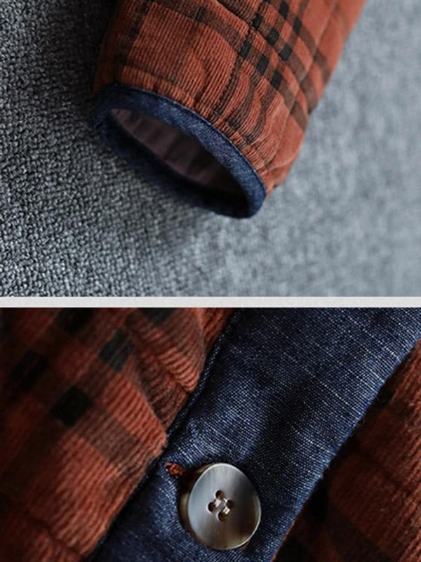 Plaid Loose Casual Quilted Coat