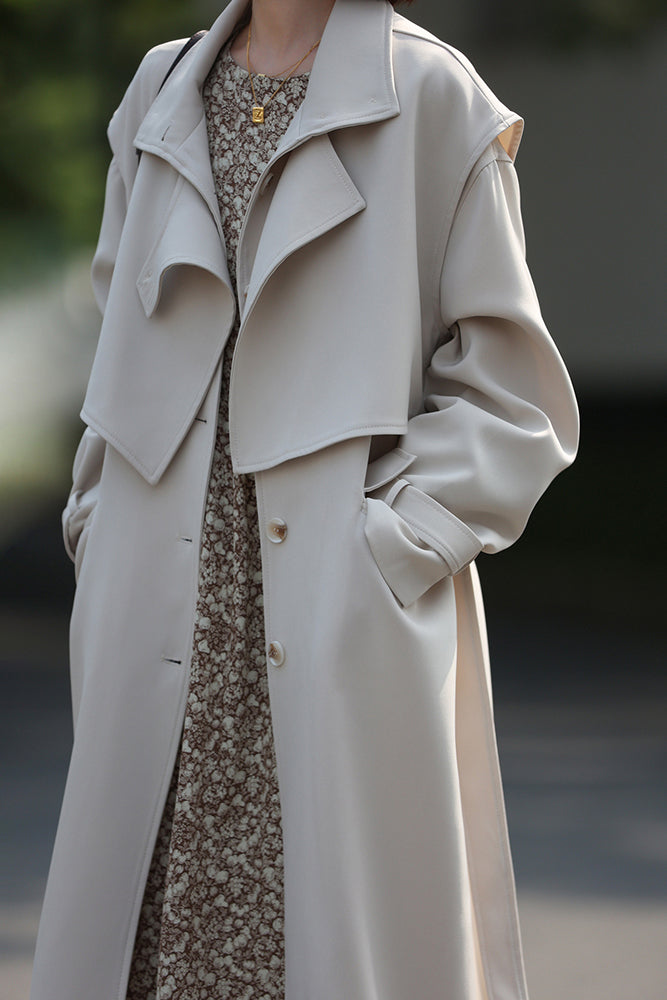 Windbreaker 2-Piece Suit Temperament Loose Belted Jacket