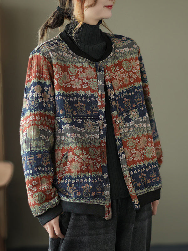 Women Loose Printed Casual Coat