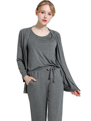 Three-Pieces Loose Solid Comfortable Home Pajamas