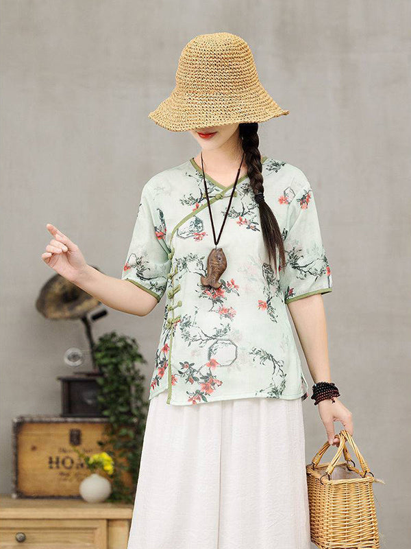 Retro Slouchy Plate Button Irregular T-Shirt