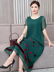 Retro Casual Light Embroidered Long Dress