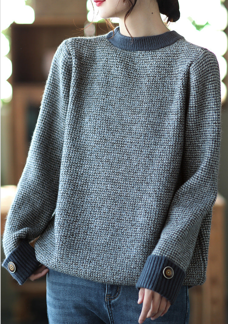 Solid Color Loose Pullover Sweater