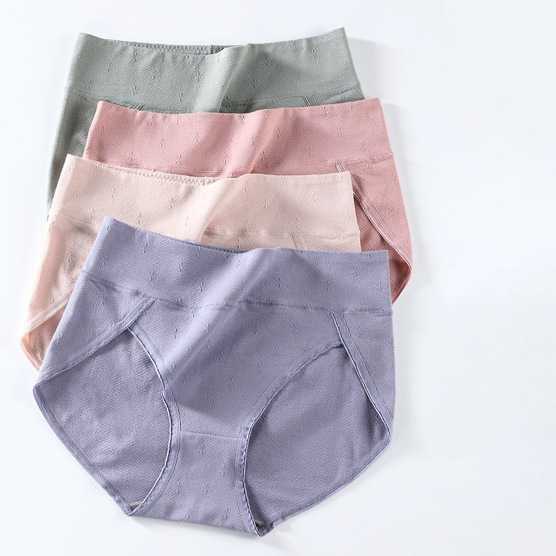 3Pcs Solid Color Breathable High Waist Antibacterial Panties