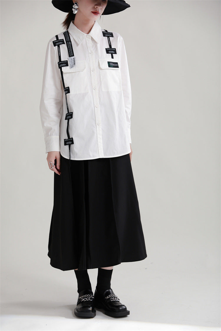 Original Design Lace-Up Splicing Shirt