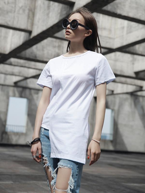 Fashion Minimalist Solid Irregular T-Shirt