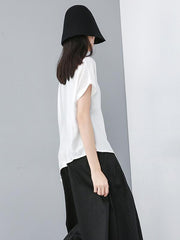 Solid Color Cropped Round Neck T-Shirt