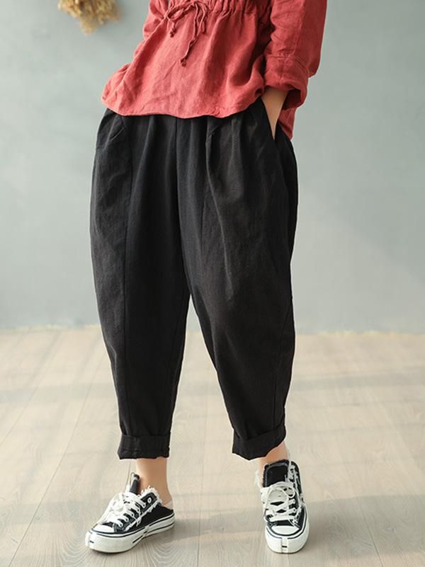 Vintage Solid Loose Splicing Harem Pants