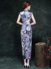 Printed Split-side Vintage Long Cheongsam