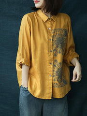 Vintage Ethnic Style Splicing Printed Shirt