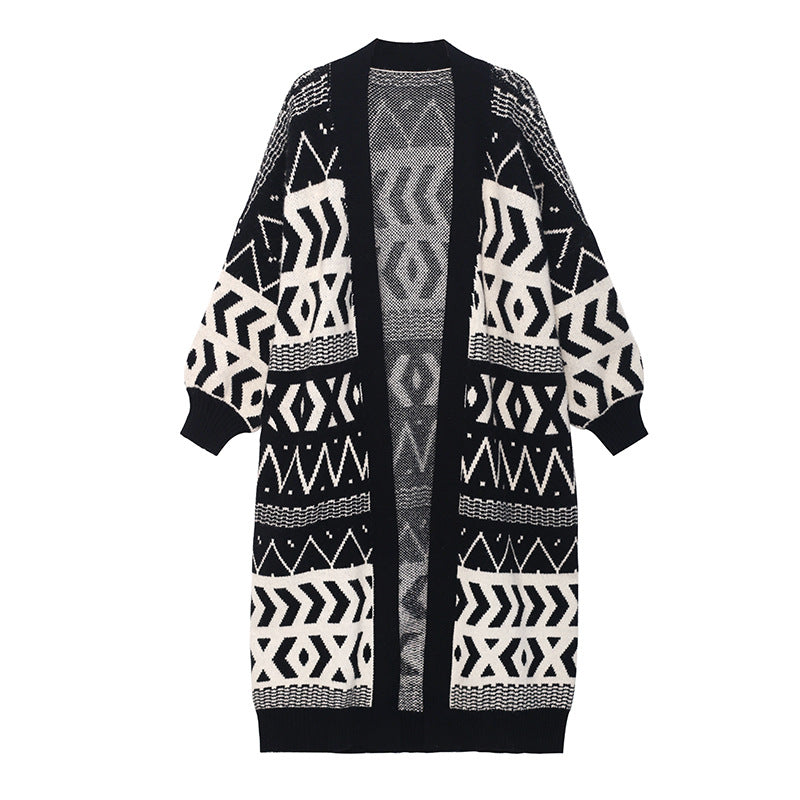 Urban Printed Long Knitted Outwear