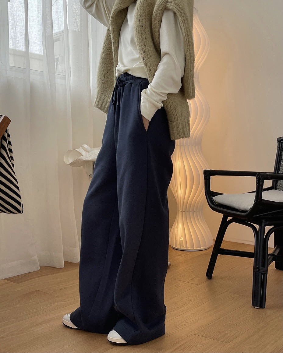 Loose Urban Solid Color Wide-Leg Pants