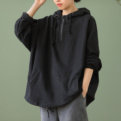 Women Loose Long Sleeve Drawstring Hoodie