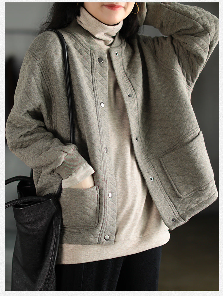 Women Solid Color Loose Casual Jacket