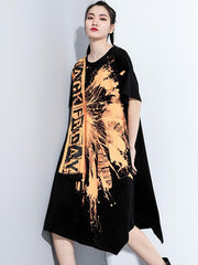 Original Personality Letter Print Irregularity Dress