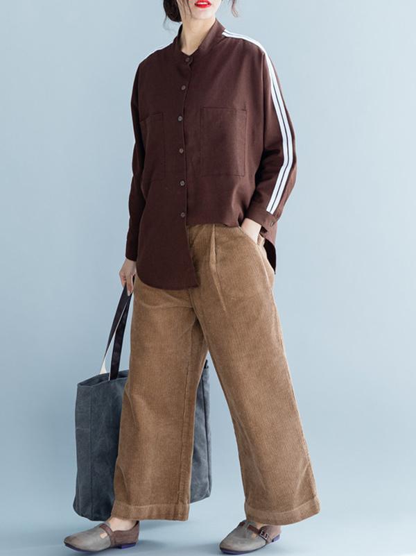 Loose Strip Cropped Shirt