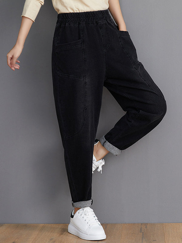 Solid Casual Denim Pants