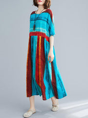 Loose Colorful Split-Joint Long Dress