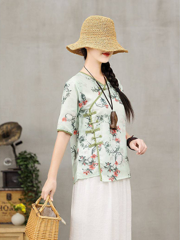 Retro Slouchy Plate Button Irregular T-Shirt