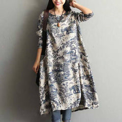 Retro Chinese Style Loose Print Dress