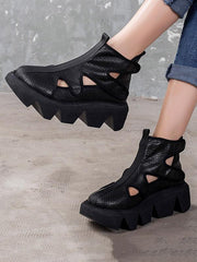 Vintage Hole Muffin Heel Solid Sandals