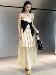 Stylish Split-Joint Pleated Empire Waisted A-Line Roomy Skirts