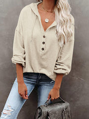 Casual Loose Solid Color Hoodie Sweatshirt