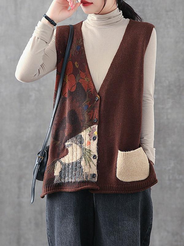 Vintage Loose Print Vest